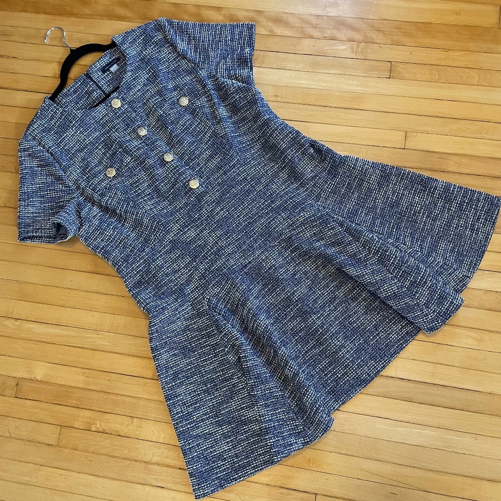 TOMMY HILFIGER Boucle Tweed Fit and Flare Dress Short Sleeve Preppy Academia